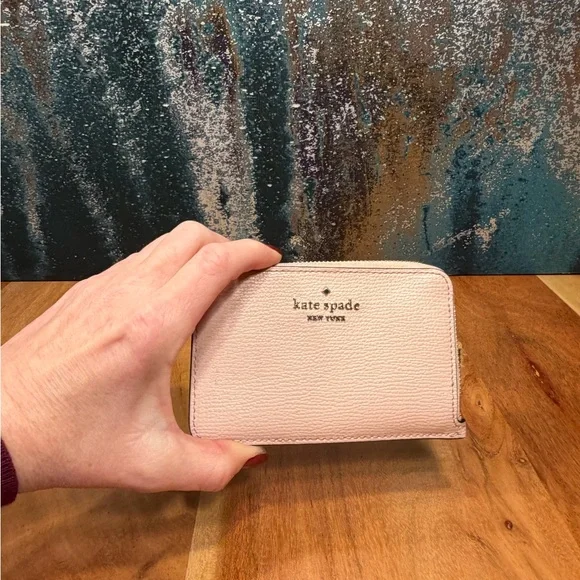 Kate Spade Minimalist Darcy Medium L-Zip Leather Card Holder Wallet-Light Fawn - Picture 5 of 10